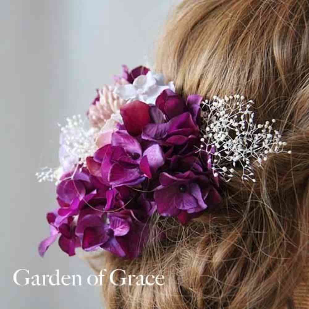 和装 成人式 ヘッドピース ハイドランジア 【紫10p】 【結婚式 ヘアアクセサリー】