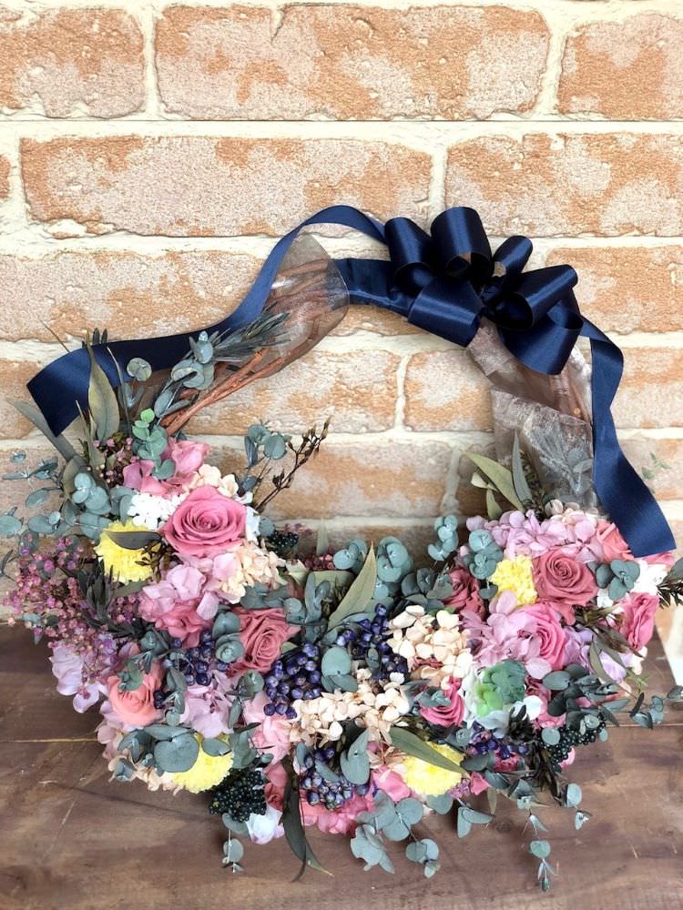 【プリザーブド】リースブーケ&ブートニア 【結婚式 フラワー ドライフラワー ブーケ ブートニア オーダーメイド】