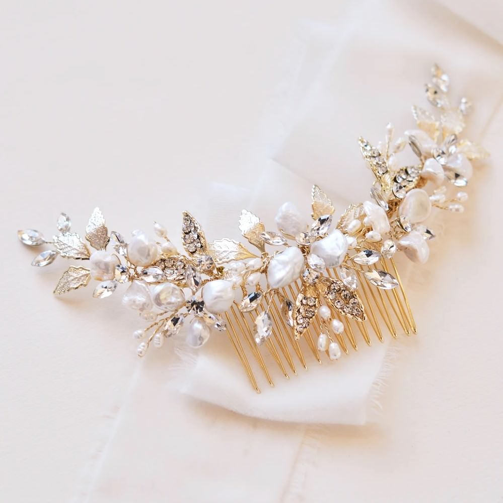 【ヘッドドレス】アヴィアーナヘアコーム/Gold/ブライダルアクセサリー 【結婚式 ヘアアクセサリー】