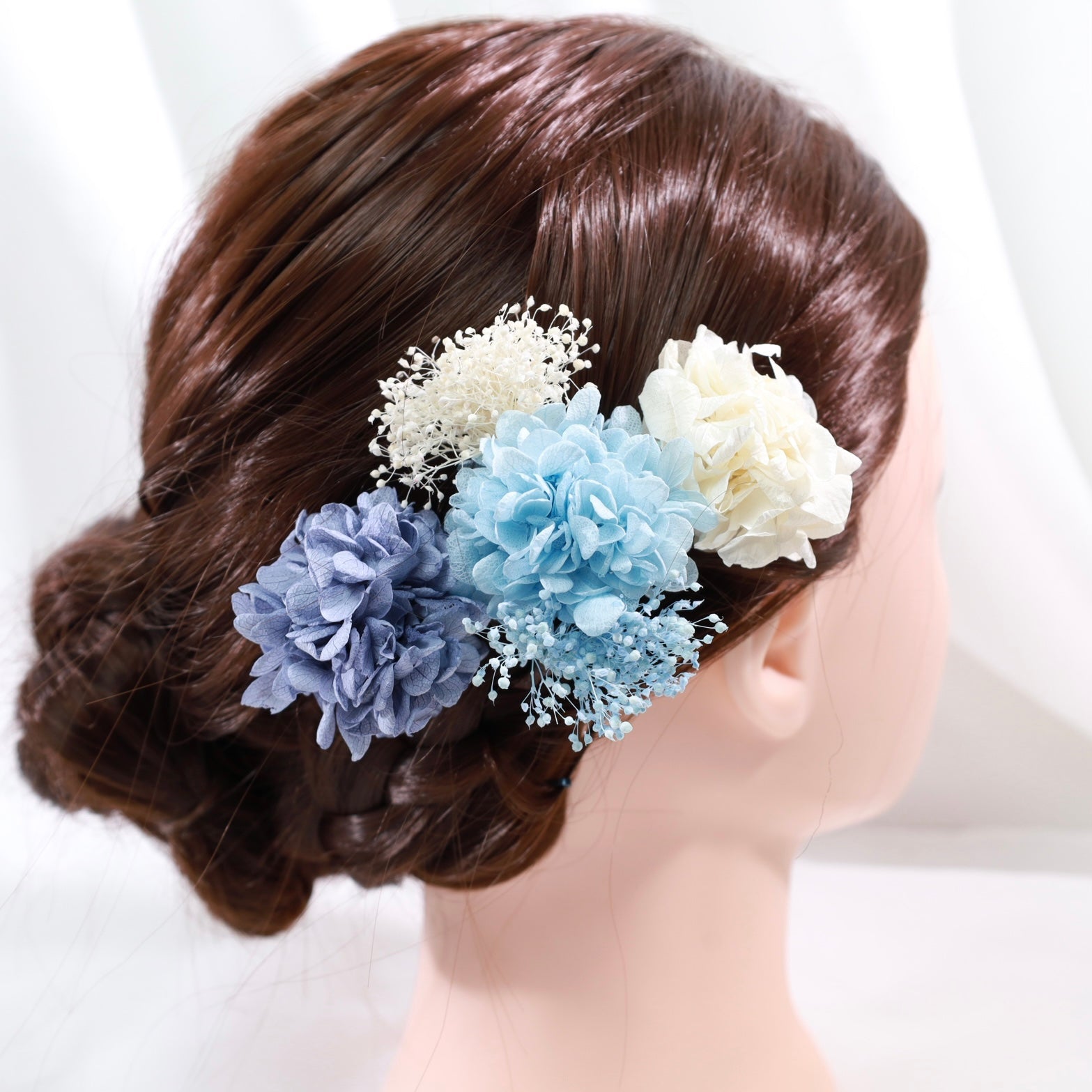 髪飾り セレストブルー【ヘアアクセサリー 花 ドライフラワー