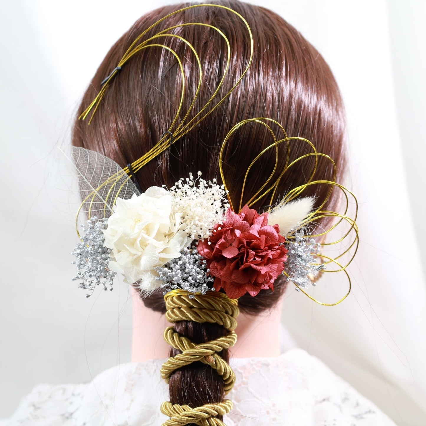 髪飾り アル【ヘアアクセサリー 花 ドライフラワー プリザーブド 水引 紐】 【結婚式 和装 アクセサリー】