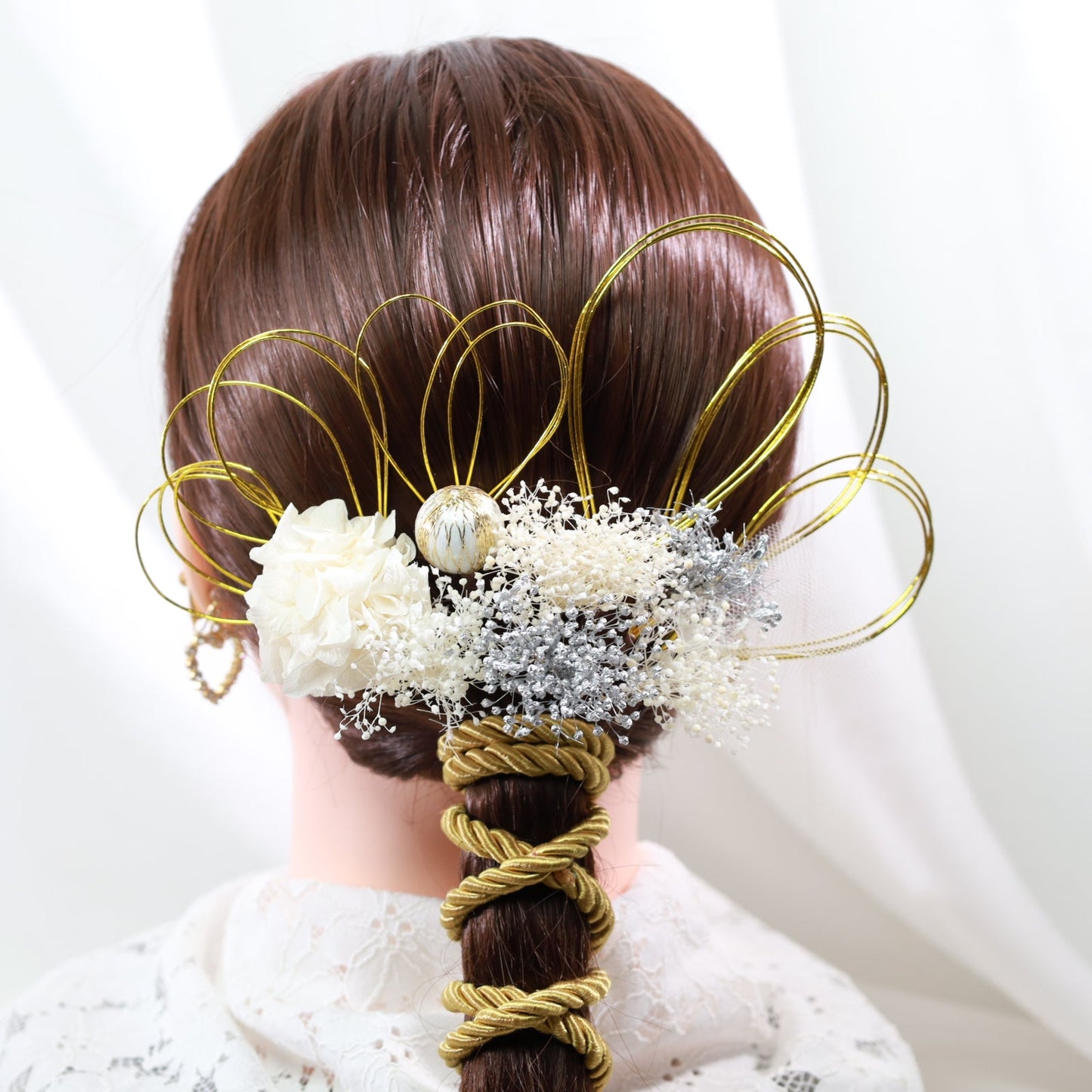 髪飾り カオ【ヘアアクセサリー 花 ドライフラワー プリザーブド 水引 紐】 【結婚式 和装 アクセサリー】