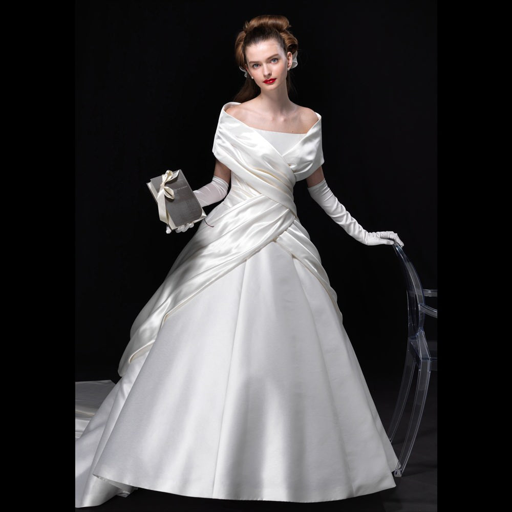 サテンドレープカラー 【ウェディングドレス オーダーメイド】 – 結婚