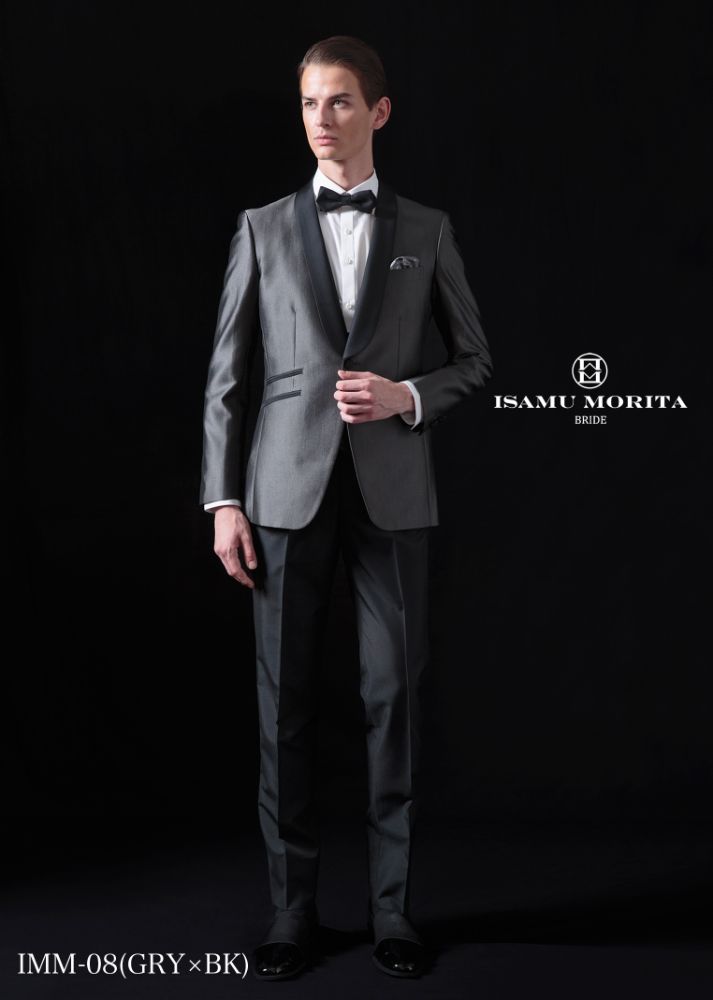 IMM-08(GRY×BK) 【結婚式 タキシード レンタル】
