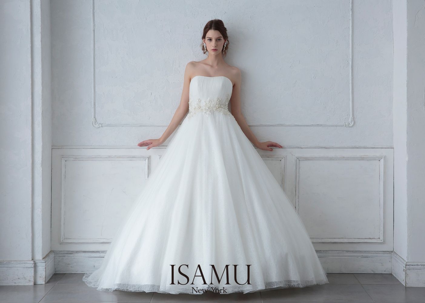 ISAMU New York ウェディングドレス Aライン IN-06(OW) 【ウェディング 