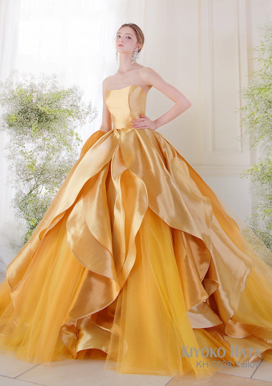 KH-0538 Yellow【結婚式 カラードレス レンタル】