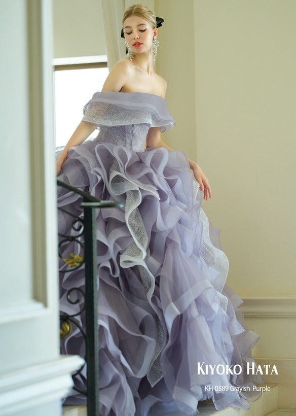KH-0589グレイッシュパープル【結婚式 カラードレス レンタル】