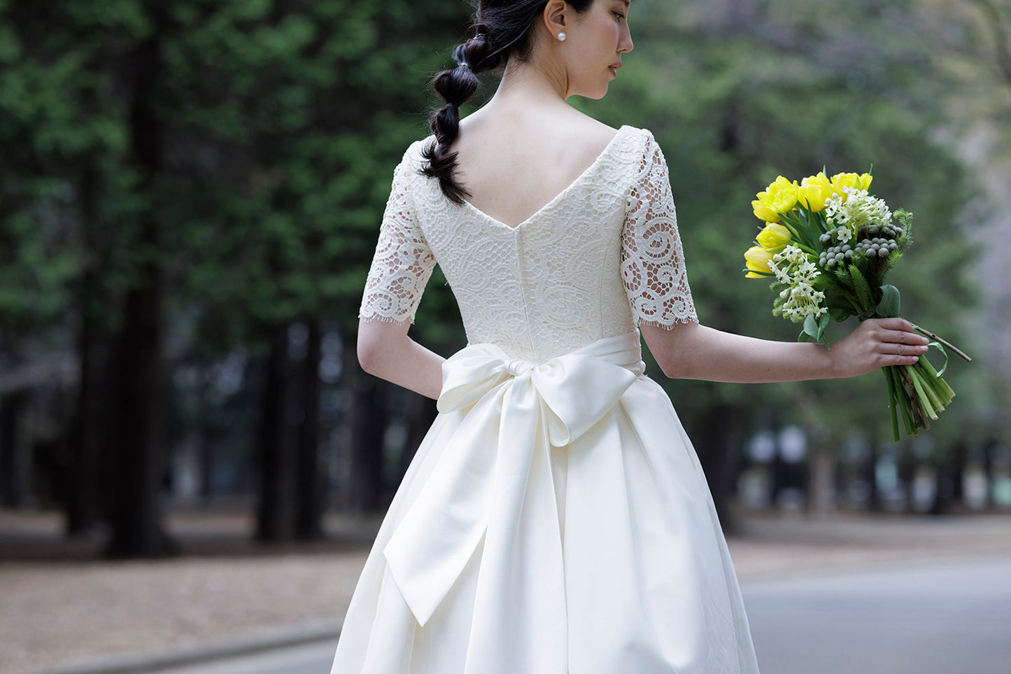 カシュクールスタイル ベルラインドレス【ウエディングドレス オーダー】