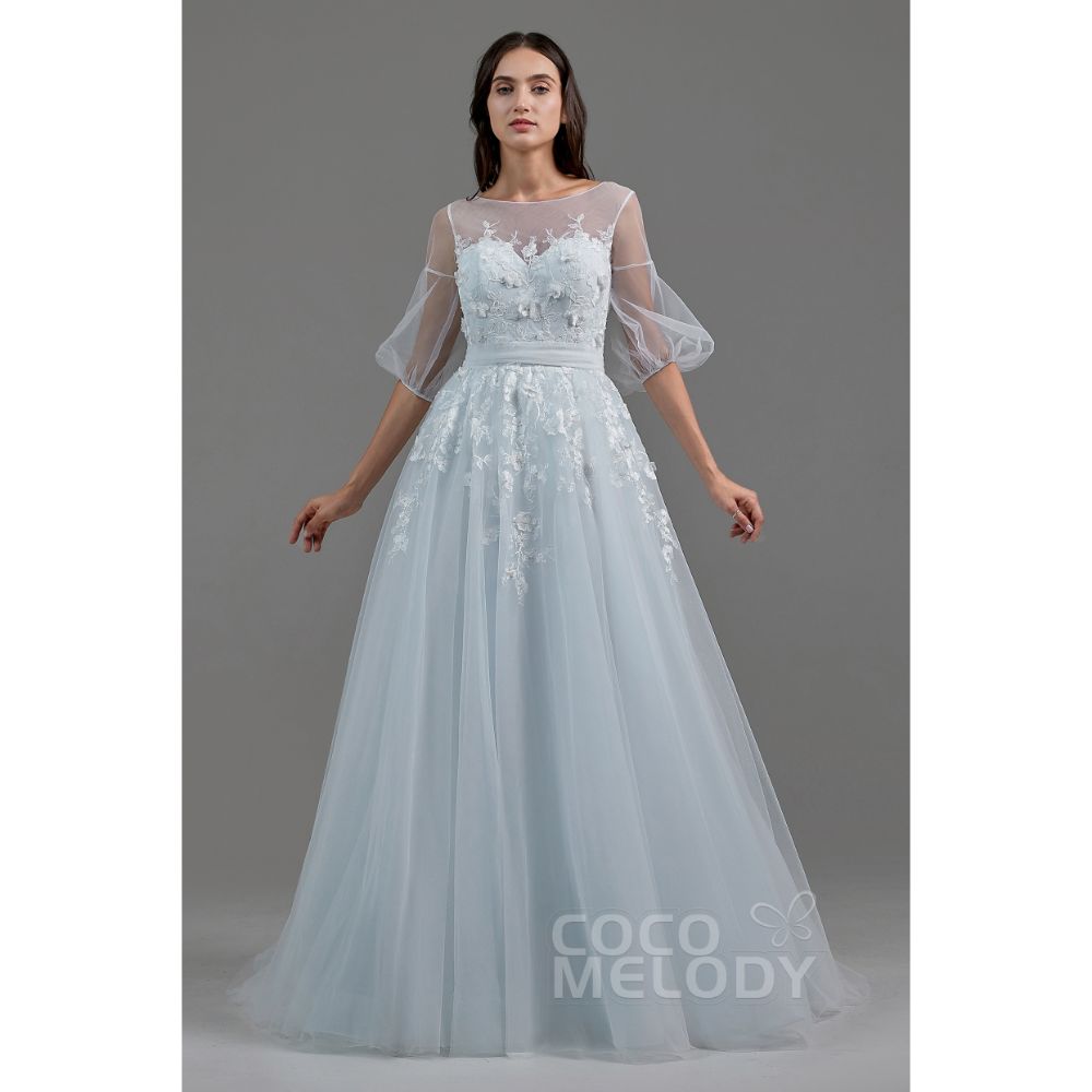 LD5829 半袖 オープンバック Aライン ウェディングドレス 【ウェディングドレス オーダーメイド】