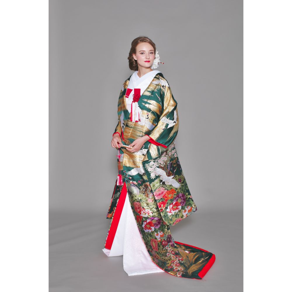 段霞飛翔花車紋 【結婚式 和装 色打掛 レンタル】