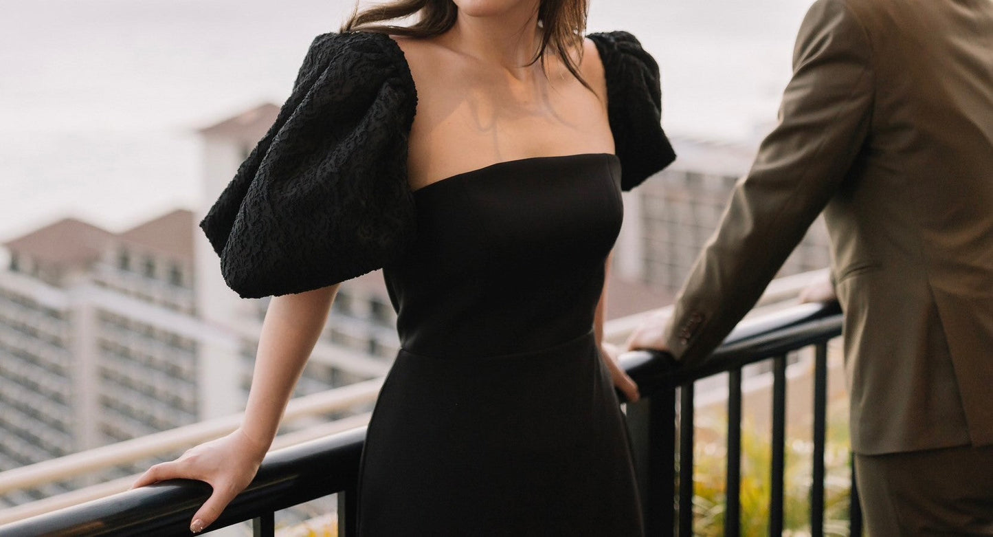 スリップをアレンジできるブラックドレス 【結婚式 カラードレス オーダーメイド】