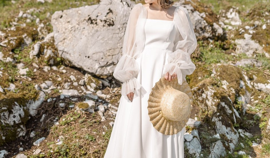 袖取り外しAラインドレス 【ウェディングドレス オーダーメイド】