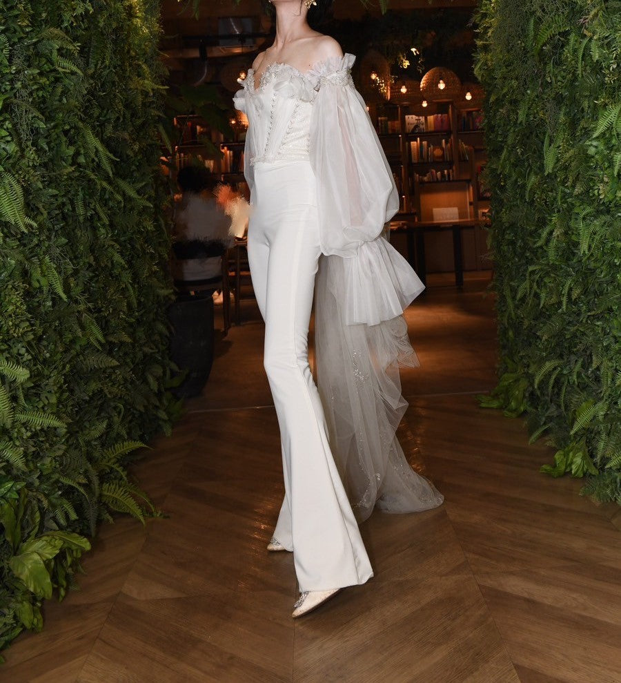 レース×立体フラワーパンツウェディング 【ウェディングドレス