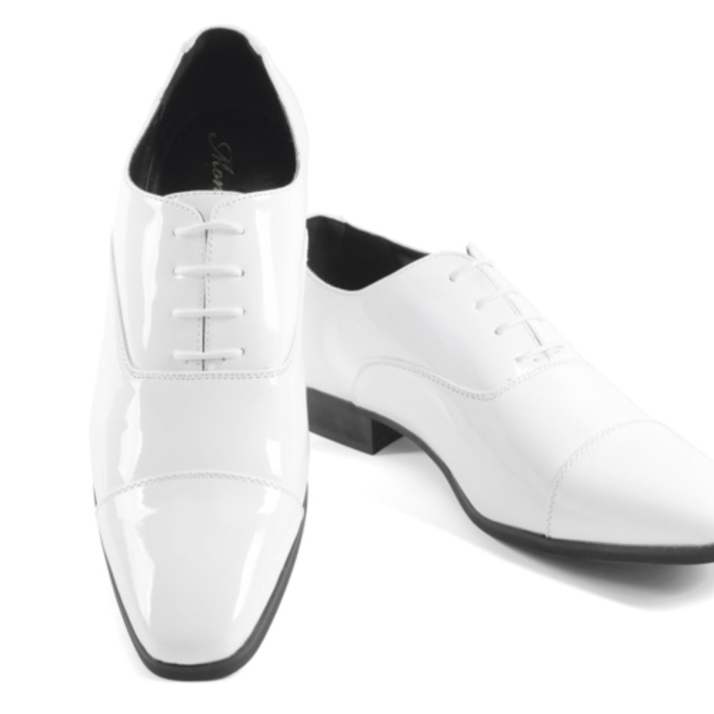 ストレートチップ/3cmヒール/ホワイトエナメル 【結婚式 メンズ