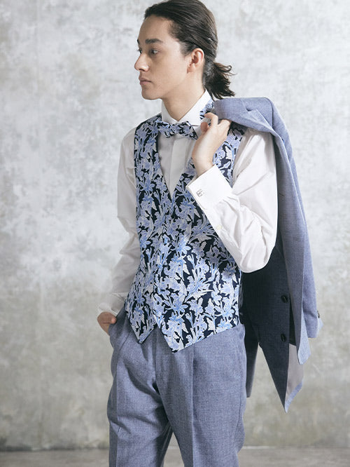 NOA3022-navy チェンジベスト&タイ【結婚式 メンズ小物 オーダーメイド】