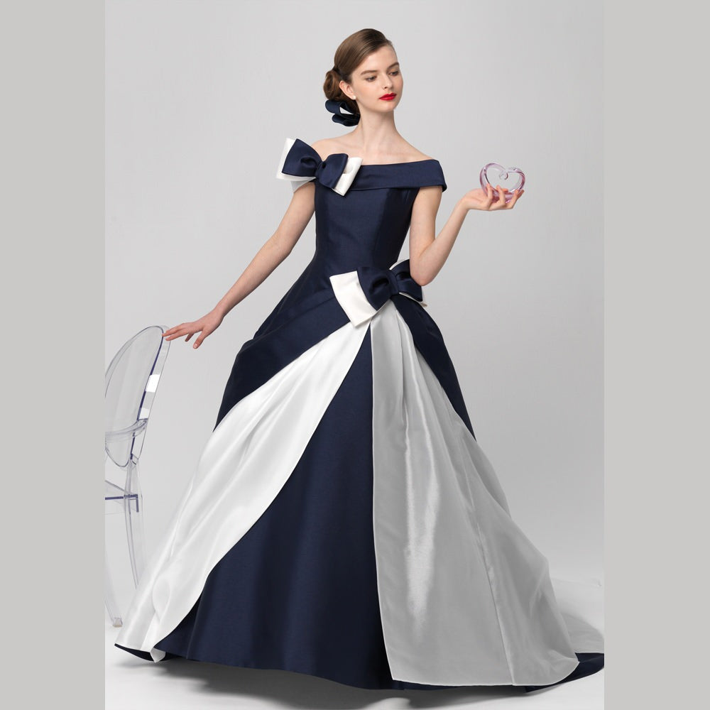 ピュアエレガンス 紺白 【結婚式 カラードレス レンタル】