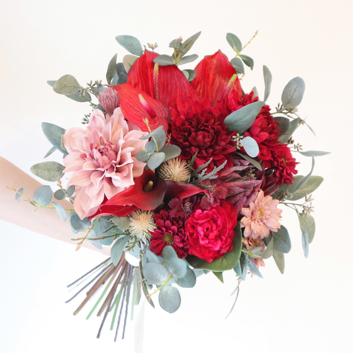 造花】Rental Bouquet : Grand Rouge 【結婚式 フラワー 造花 ブーケ
