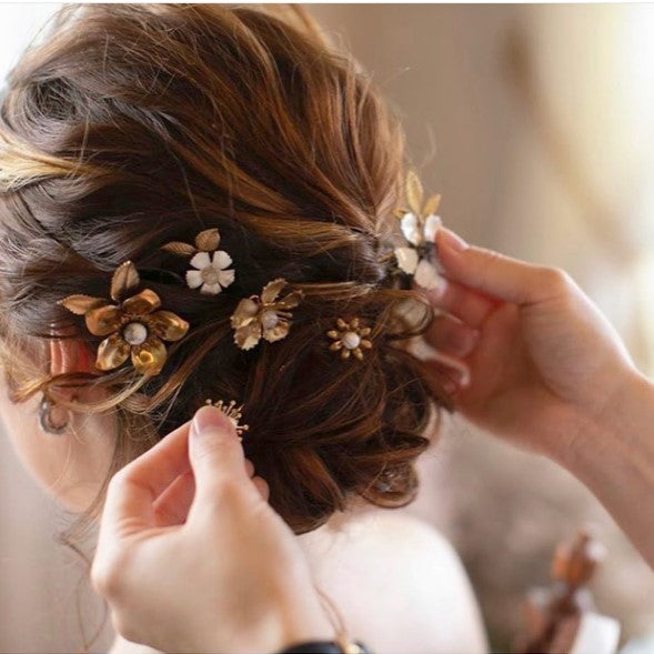 【ヘッドドレス】フラワーピン6本セット/ブライダルアクセサリー 【結婚式 ヘアアクセサリー】