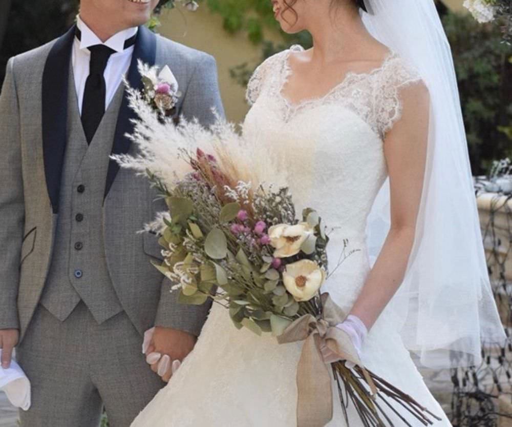 【ドライフラワー】縦長ブーケ 【結婚式 フラワー ドライフラワー ブーケ ブートニア】
