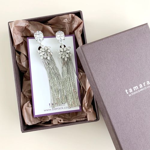 流れ星メタルタッセルのイヤリング【シルバー】ブライダルアクセサリー 【結婚式 ピアス イヤリング】