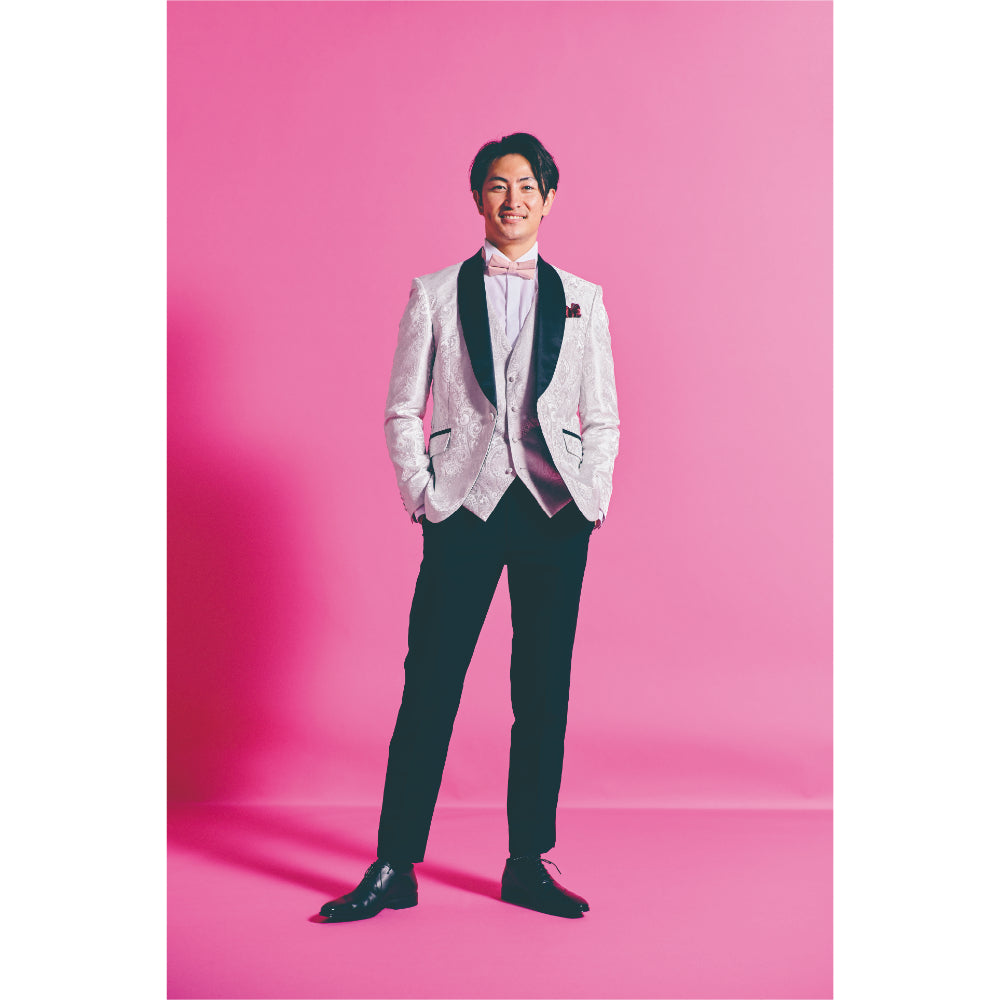 タキシードセット【ペイズリー/ホワイト】 【結婚式 タキシード レンタル】