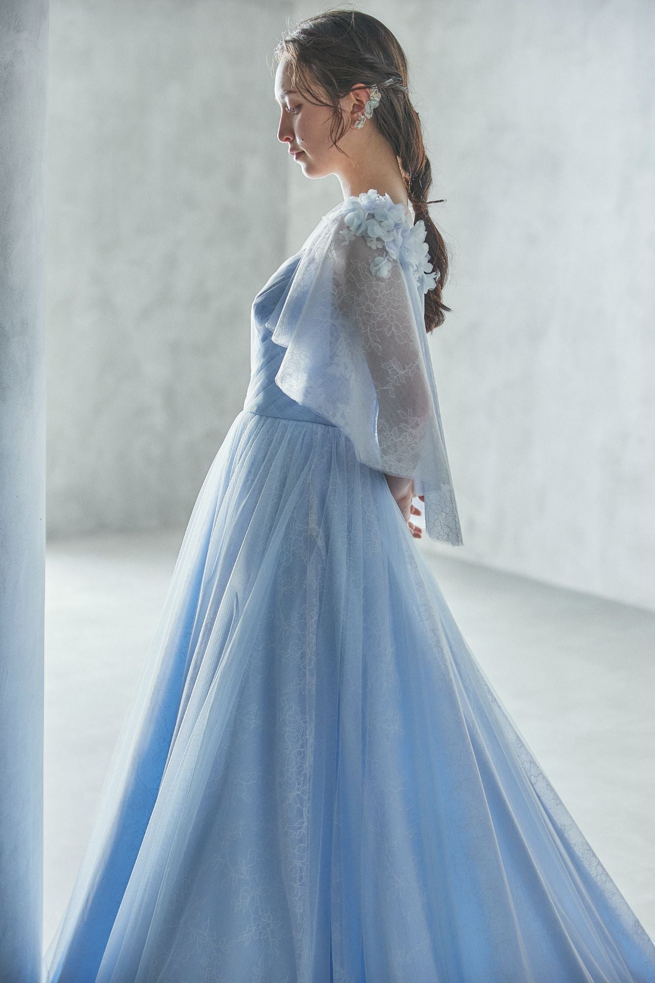 Ortensia オルテンシア【カラードレス】レース チュール ショール Aラインドレス 【結婚式 レンタル】