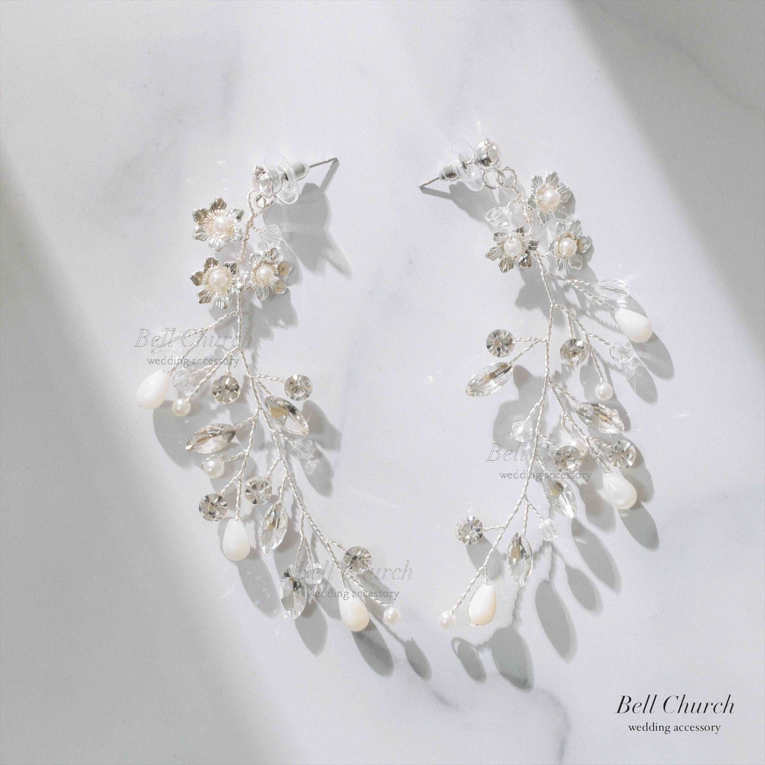 ピアス イヤリング | 小枝アクセサリー | パール | お花モチーフ 