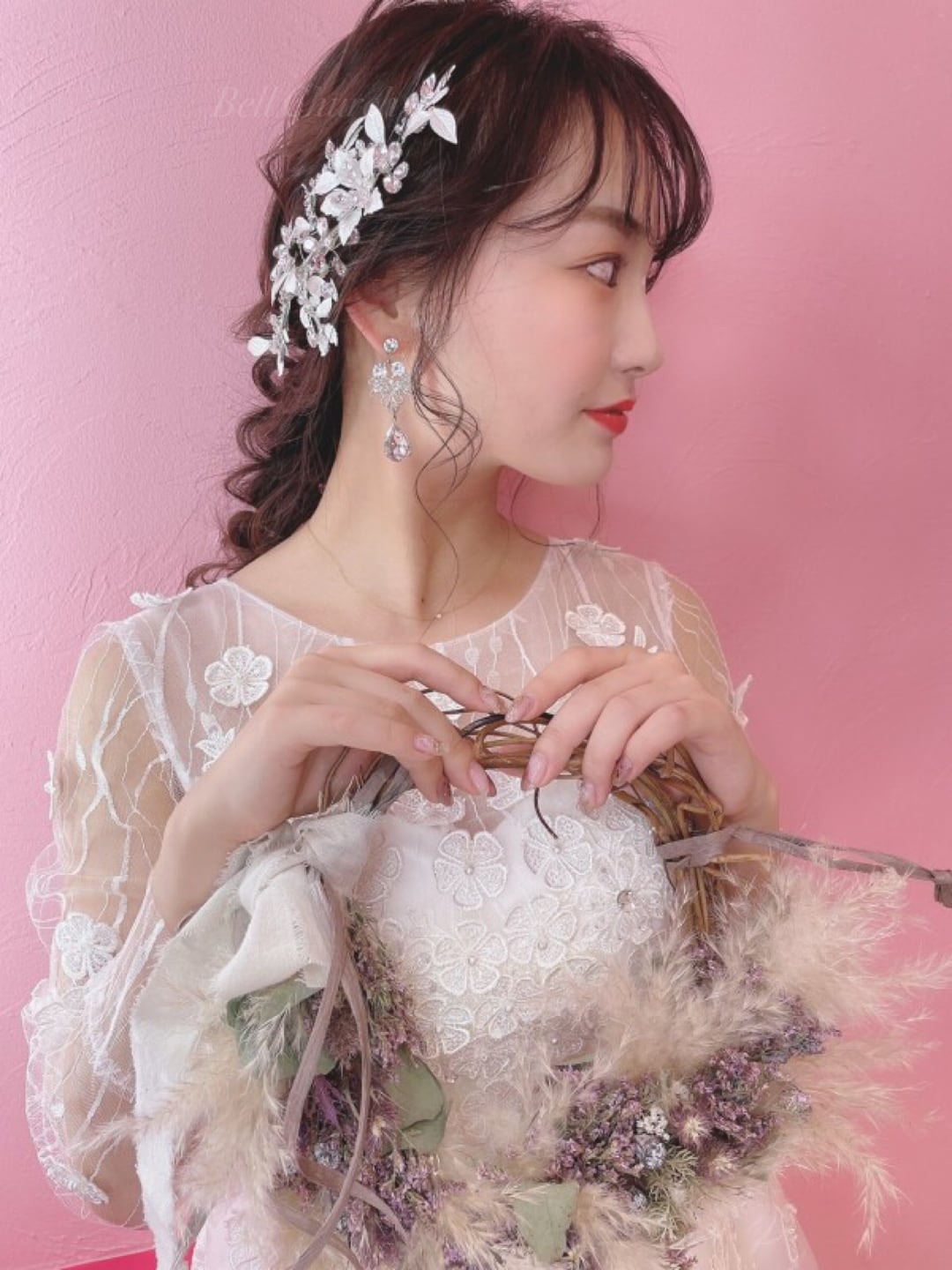 ヘッドドレス お花モチーフ ヘアクリップ シルバー (BC-H23)|ウェディングアクセサリー【結婚式 アクセサリー ヘッドドレス ヘアアクセサリー】