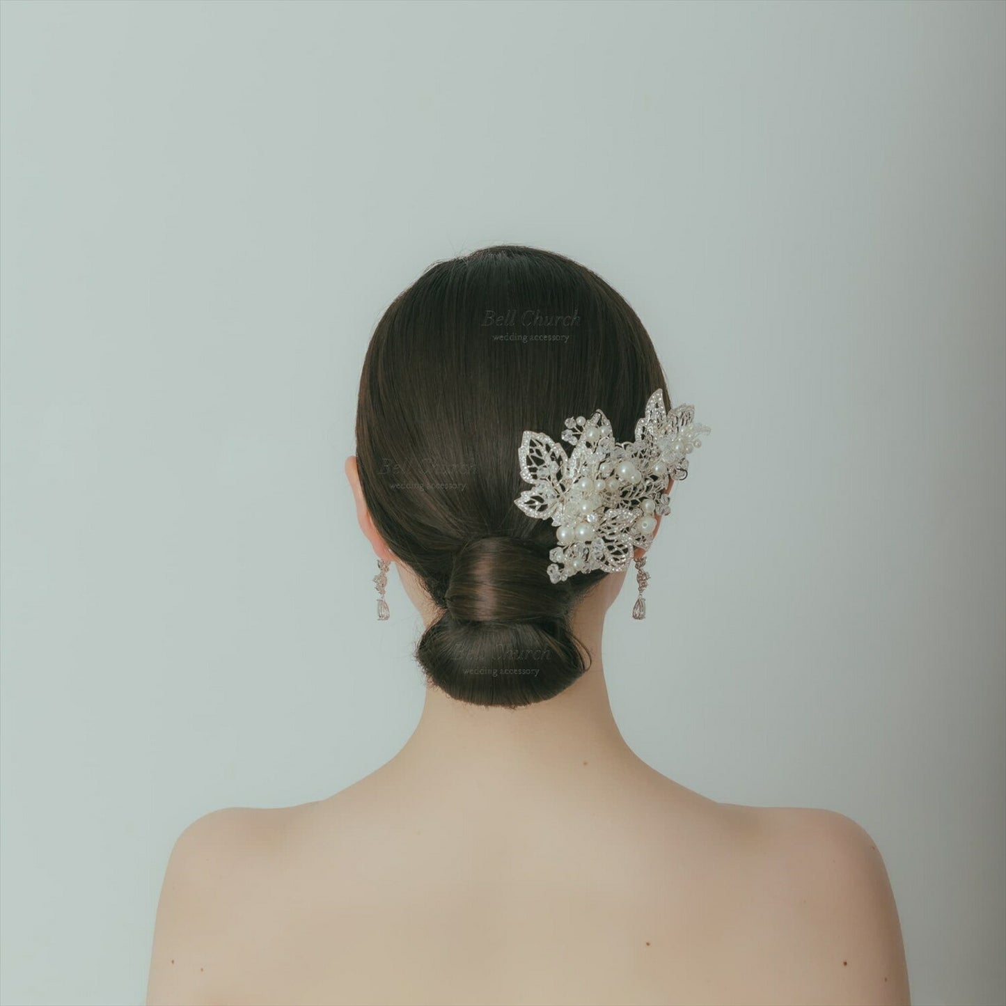 小枝ヘッドドレス | パール ジルコニア | リーフモチーフ | シルバー | (BC-H52)【結婚式 アクセサリー ヘッドドレス ヘアアクセサリー】