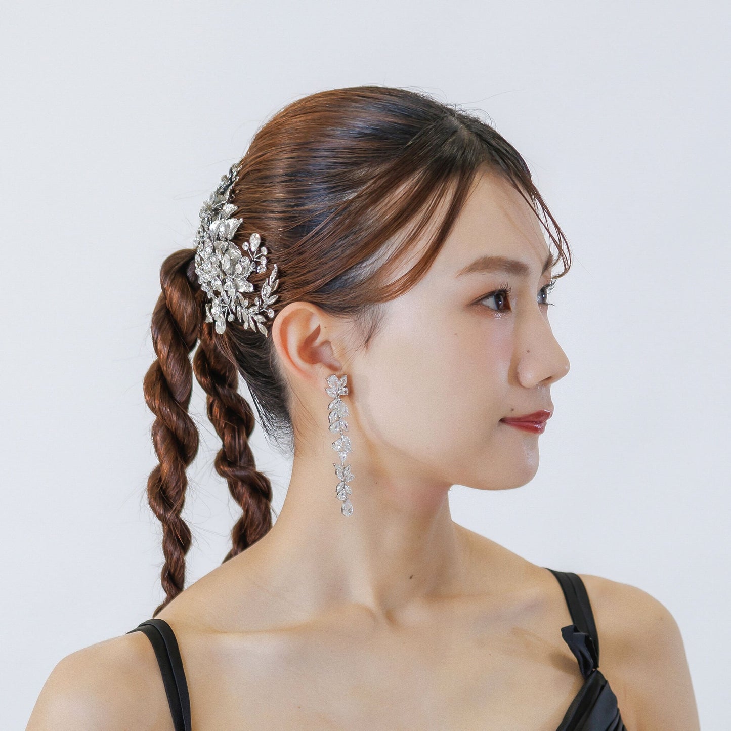 ヘアクリップ|ジルコニア ラインストーン|リーフ 葉っぱモチーフ|お花 フラワーモチーフ|シルバー (BC-H79)【結婚式 アクセサリー ヘッドドレス ヘアアクセサリー】