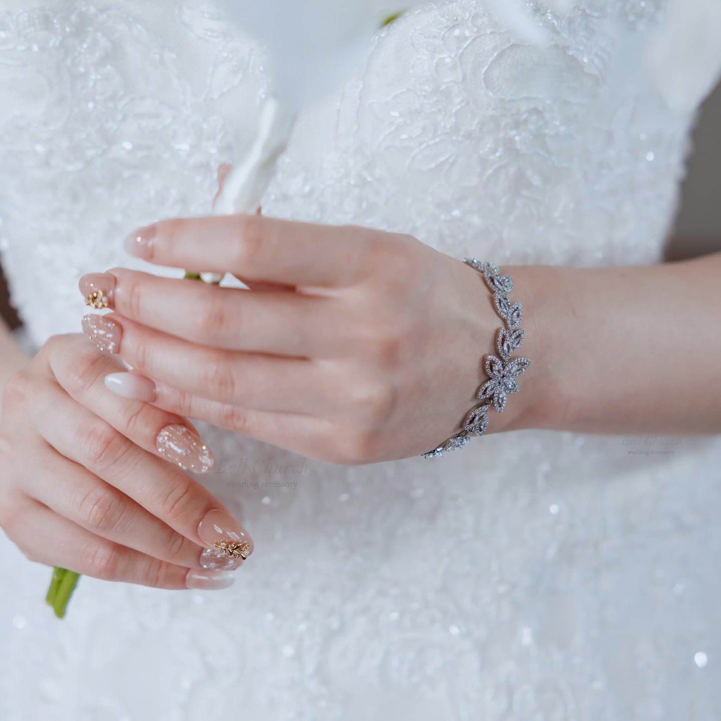 ウェディングブレスレット キュービックジルコニア クリスタル (BC-W1)【結婚式 アクセサリー ブレスレット】