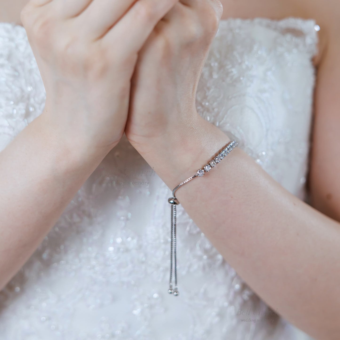 ウェディングブレスレット キュービックジルコニア (BC-W2)【結婚式 アクセサリー ブレスレット】