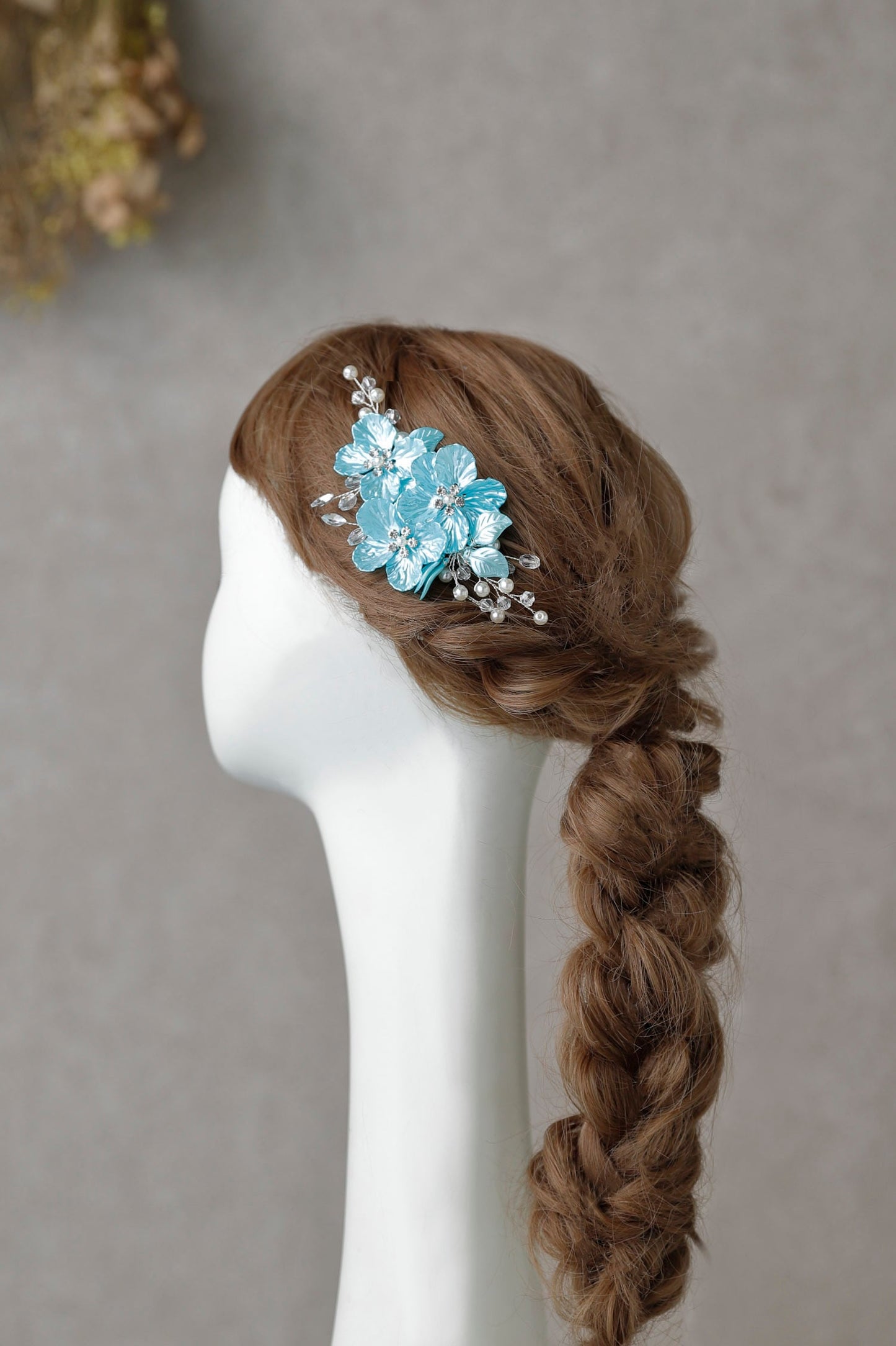 クリスマスローズ小枝ビジュー グリーン ヘアアクセサリー 袴 振袖 成人式 ヘアドレス カチューシャ【結婚式 和装 アクセサリー】