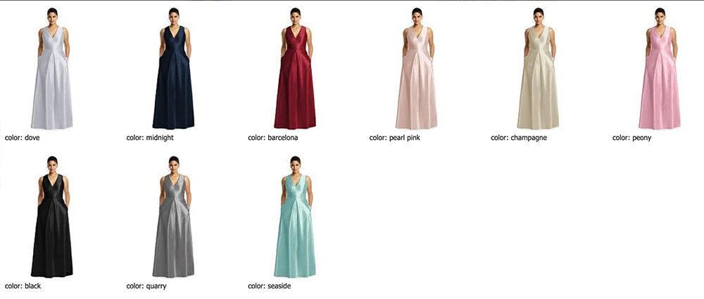 D611 ブライズメイド Vネック ロングドレス 【結婚式 ブライズメイド アッシャー オーダーメイド】