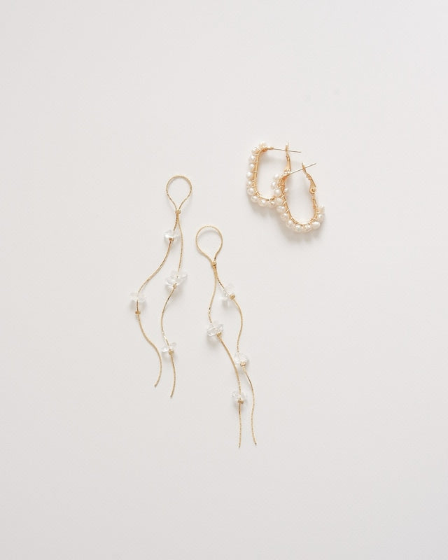 gold crystal chain【結婚式 ピアス イヤリング】