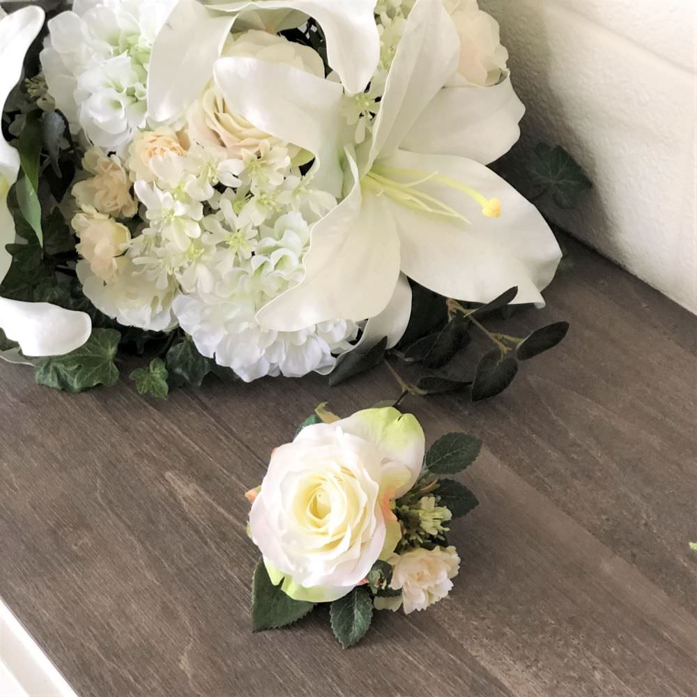 【造花】オーダーラウンドブーケ 【結婚式 フラワー 造花 ブーケ ブートニア】