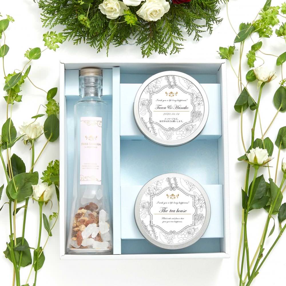 ハーブギフト 手作りハーブカクテルキット パイナップル&ジンジャー+ハーブティー2缶 【結婚式 ギフト 食品 引き菓子】