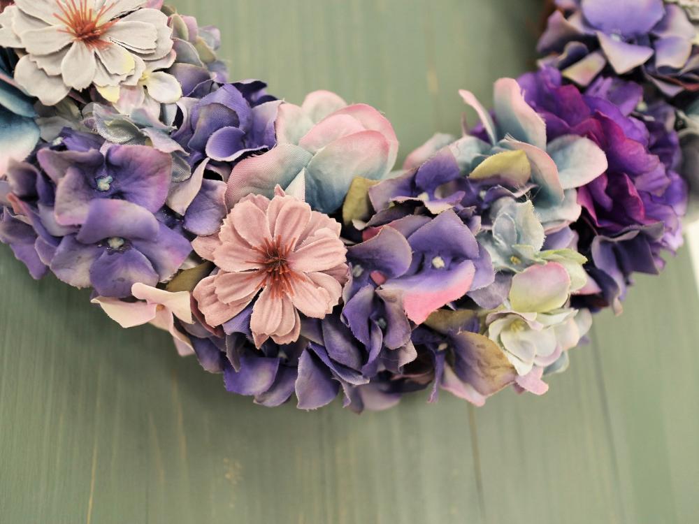 フラワーリースのウェルカムボード 【あじさい】〜ブルー〜 【結婚式 ウェルカムボード オーダーメイド】