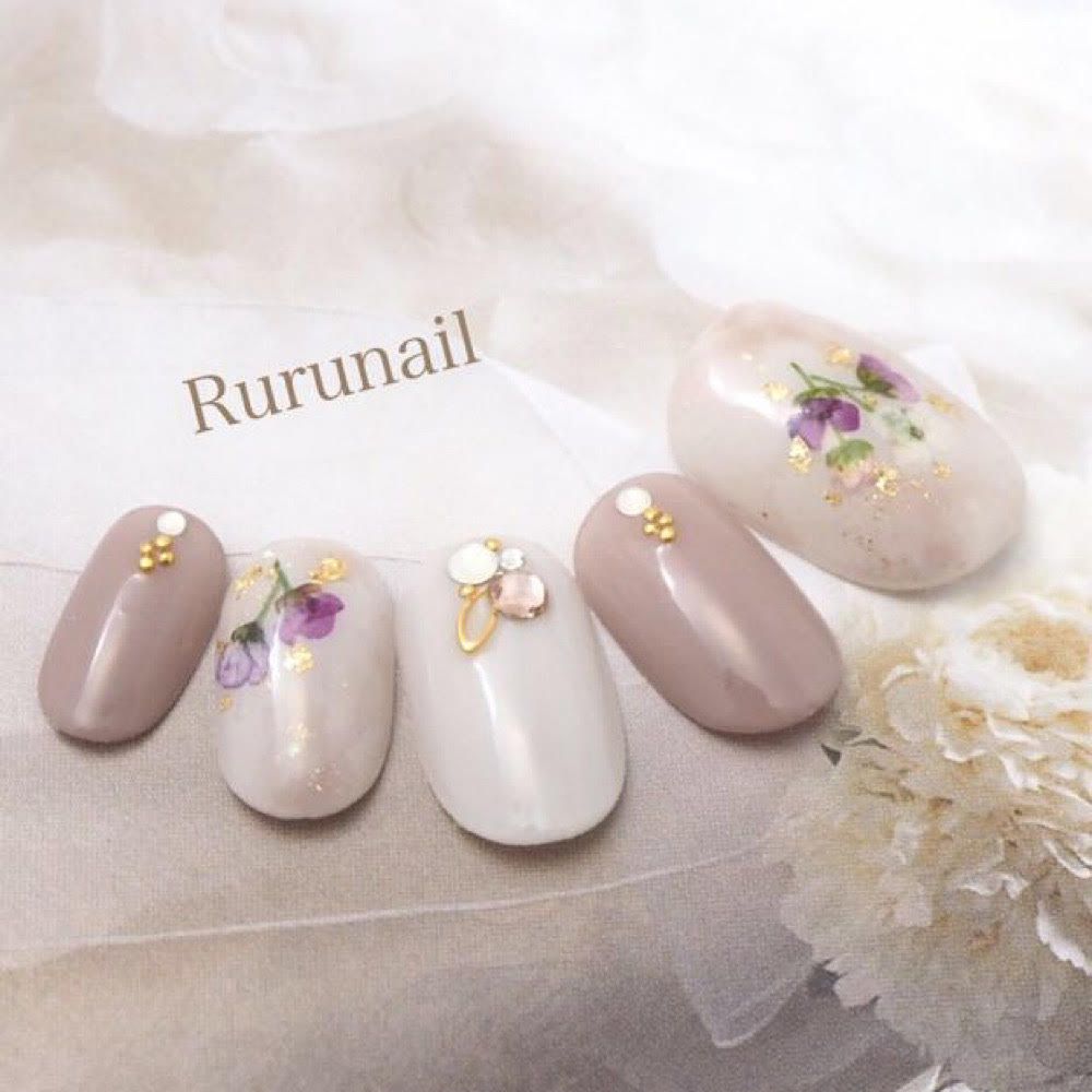 ネイルチップ ピンク 花 フラワー 押し花 オーダーネイル 韓国 可愛い 大人 ネイルチップ ピンク 花 フラワー 押し花 オーダーネイル 韓国