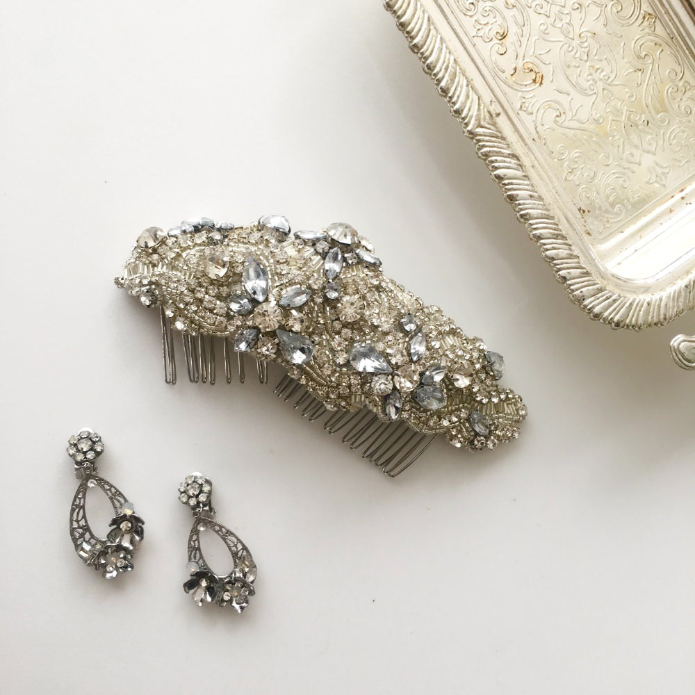 クリアビジューのクリスタルヘッドドレス/ブライダルアクセサリー 【結婚式 ヘアアクセサリー レンタル】