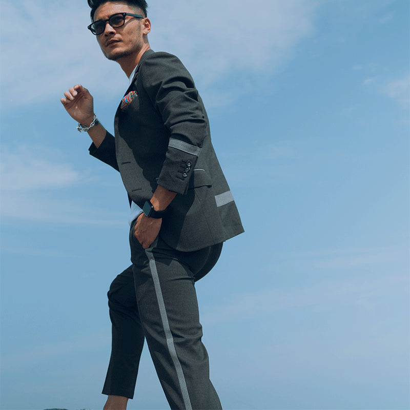 Line Design/グレー 【結婚式 タキシード】