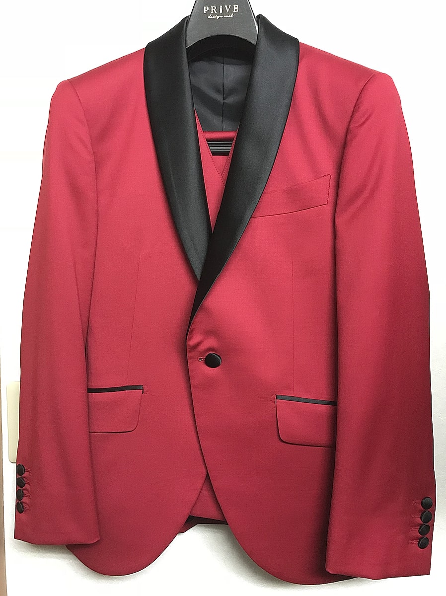 【CORDY特典あり】ベスト付きタキシード/レッド【結婚式 タキシード オーダーメイド】