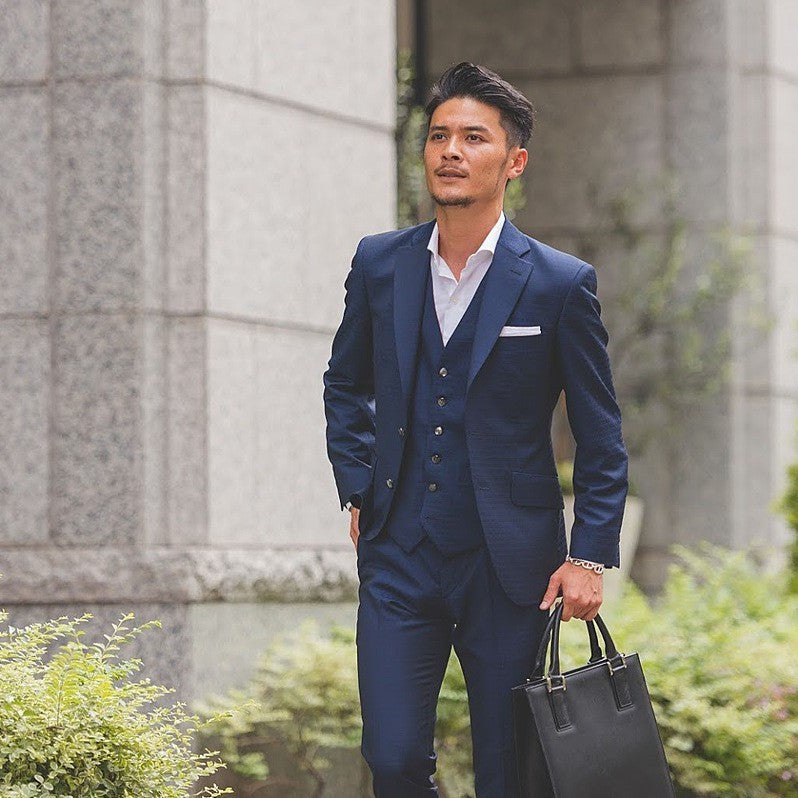 【CORDY特典あり】格子柄ブルースーツ/ベスト付き【結婚式 タキシード オーダーメイド】