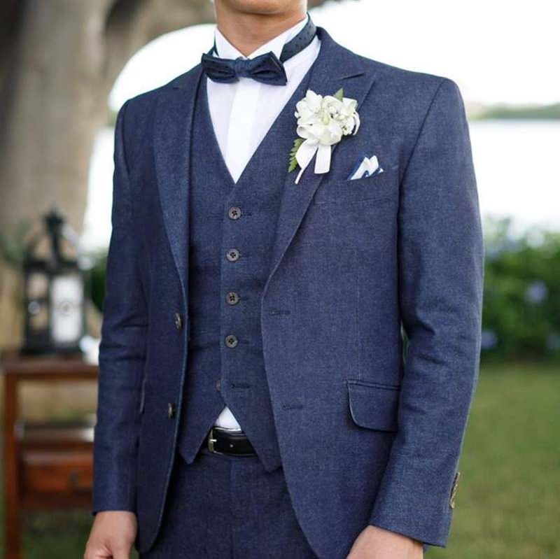 ベスト付デニムスーツ/ブルー【結婚式 タキシード オーダーメイド】