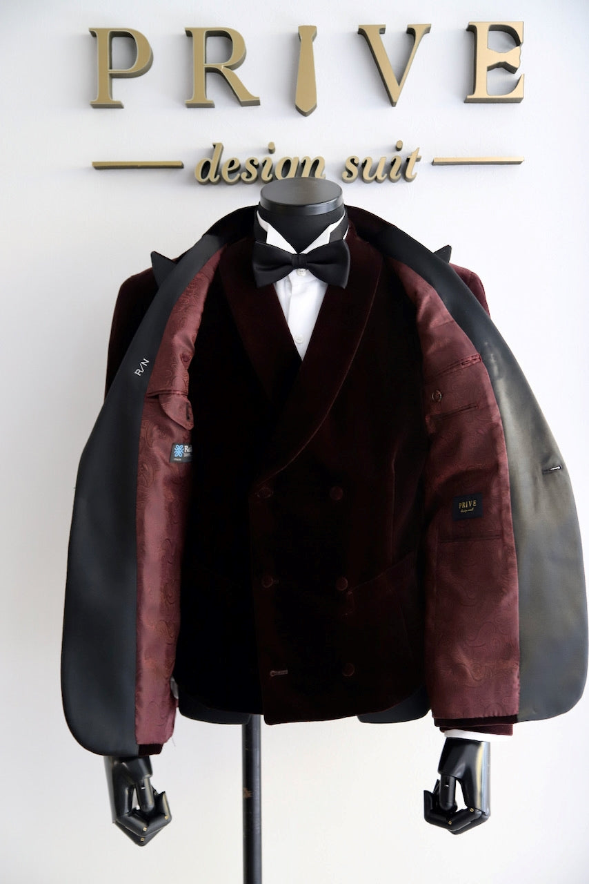 ベロアブラウンタキシード/ベスト付き【結婚式 タキシード レンタル】