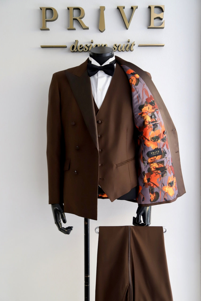 ブラウンダブルタキシード【結婚式 タキシード レンタル】