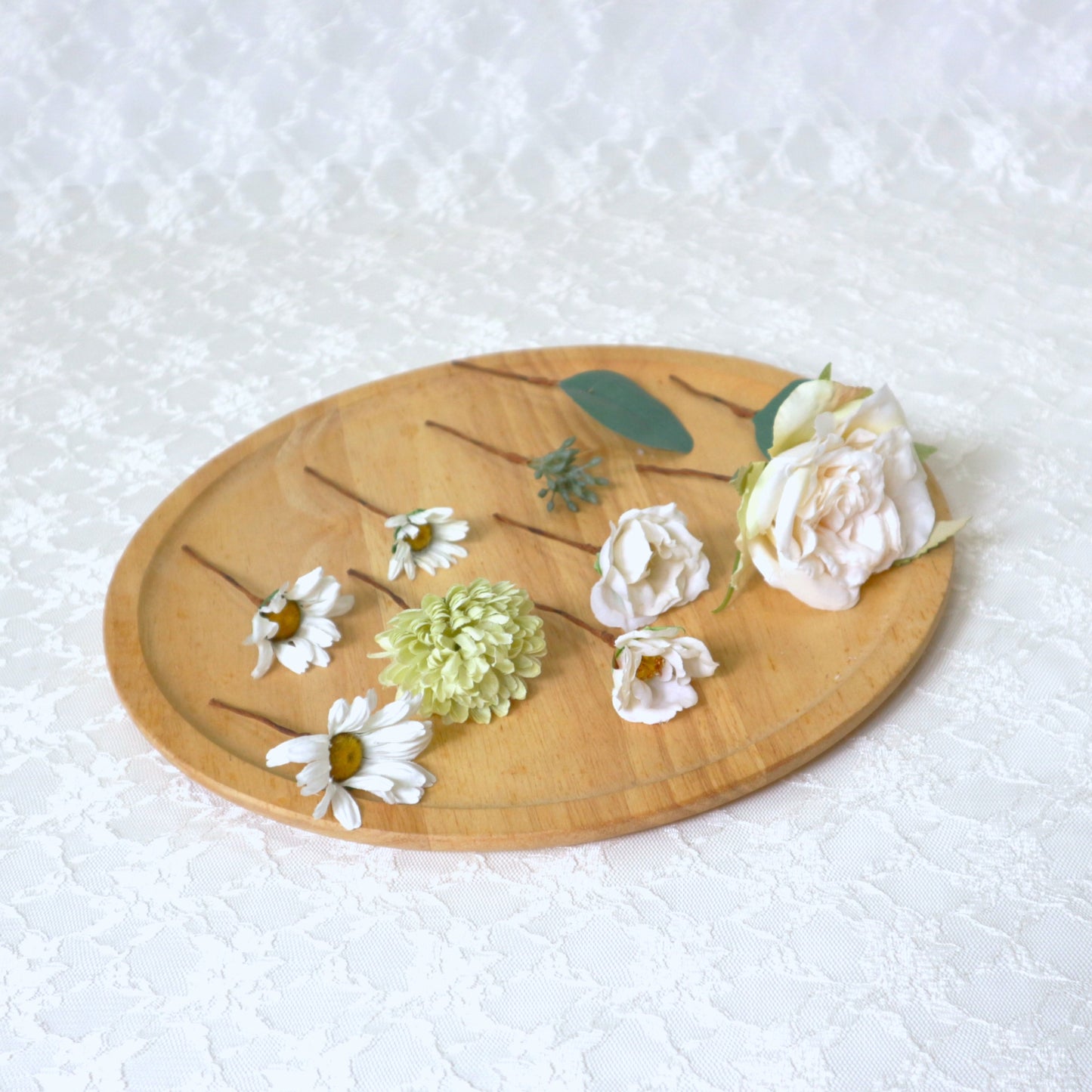 【10点セット】アンティークホワイトとユーカリのナチュラルヘッドドレス【結婚式 アクセサリー ヘッドドレス】