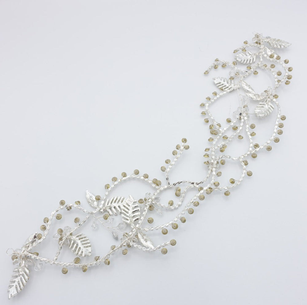 【ヘッドドレス】小枝 ビジュー リーフ クリスタル シルバー/ブライダルアクセサリー 【結婚式 ヘアアクセサリー】