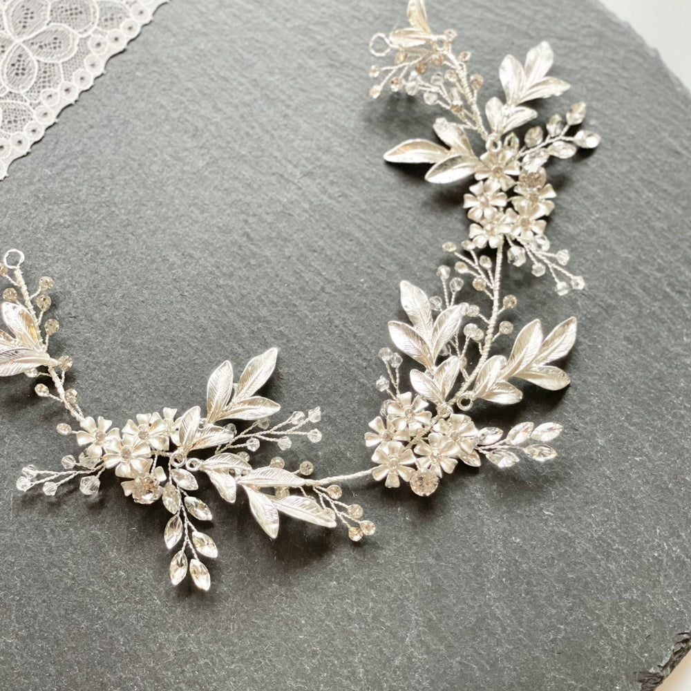 【ヘッドドレス】小枝 ボタニカル リーフ シルバー ブライダルアクセサリー 【結婚式 ヘアアクセサリー】