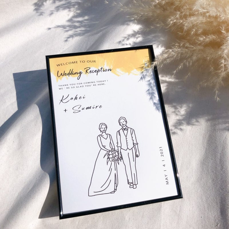 結婚式 ウェルカムボード】線画イラスト A4ポスターのみ 【結婚式